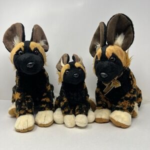 Wild Republic Safari Wild Dog Family Plush Stuffed Animal Soft Toy set 8-12"